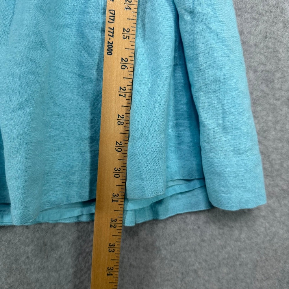 Abercrombie Fitch Light Blue Smocked Linen Blend Fit Flare Mini Dress Womens M - Picture 7 of 10